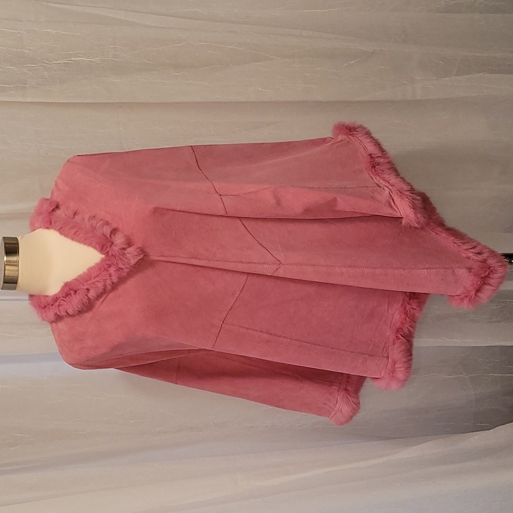 Vintage Revue Pink Suede and Fur Poncho Size 8